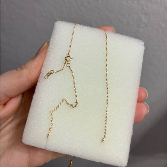 14K Gold Moss Agate Cabochon Small diamond necklace - Picture 10 of 12